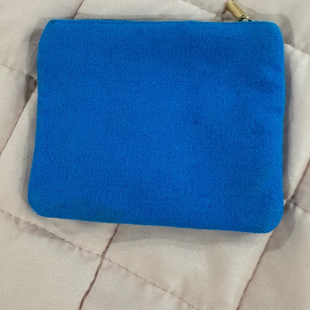 Beaded Hamsa & Evil Eye Zip Pouch – Handmade Blue Coin Purse - Picture 3 of 3